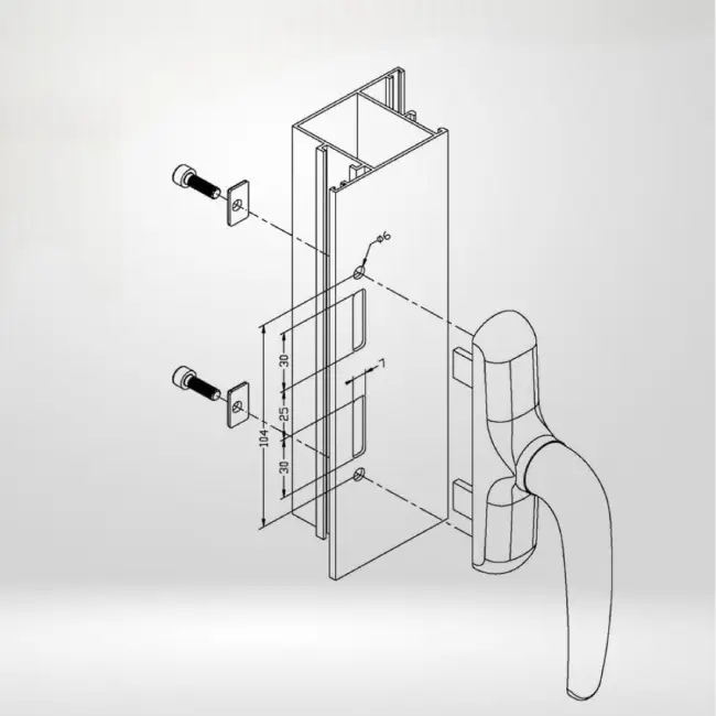 Maniglia cremonese per infisso R40 o taglio termico